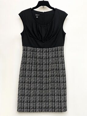 Alyx Black Draped Bodice Tweed Midi Dress
